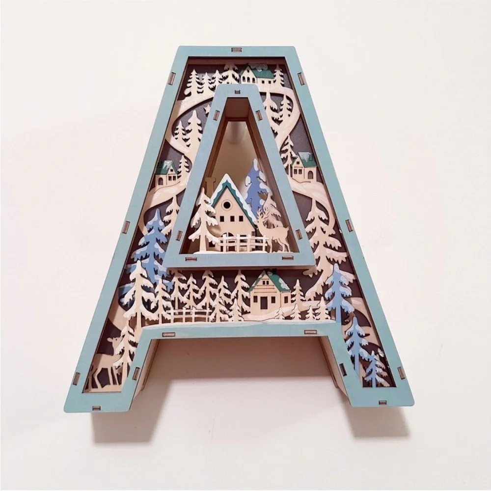 Anthropologie Monogram Wonderland Light Up Scene  Letter A NIB